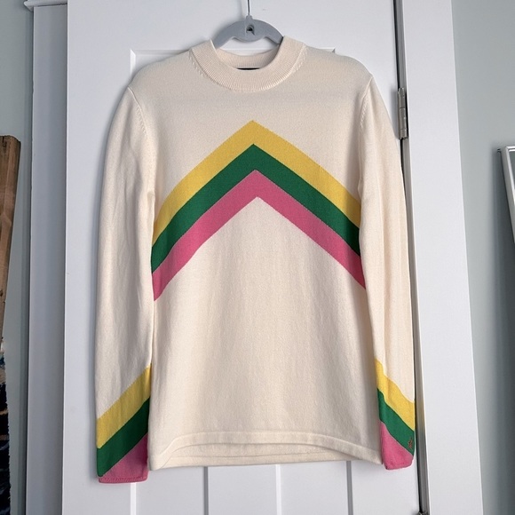 Perfect Moment Chevron Colorblock Merino Wool Crewneck Sweater Jumper - Picture 2 of 9
